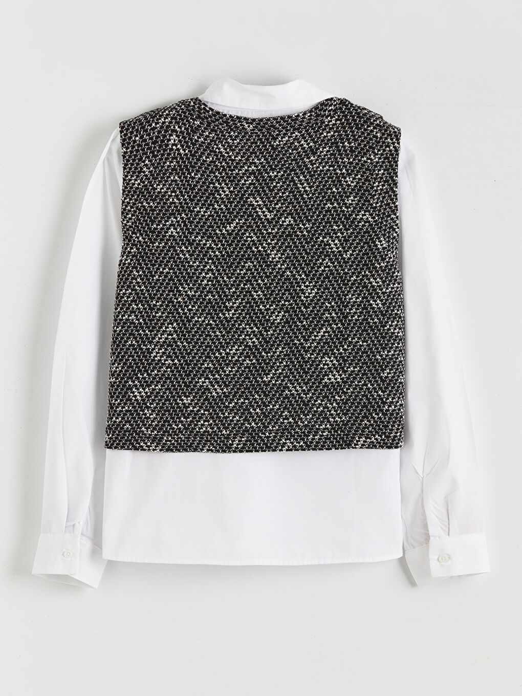 Beyaz Desenli Kız Çocuk Gömlek-1