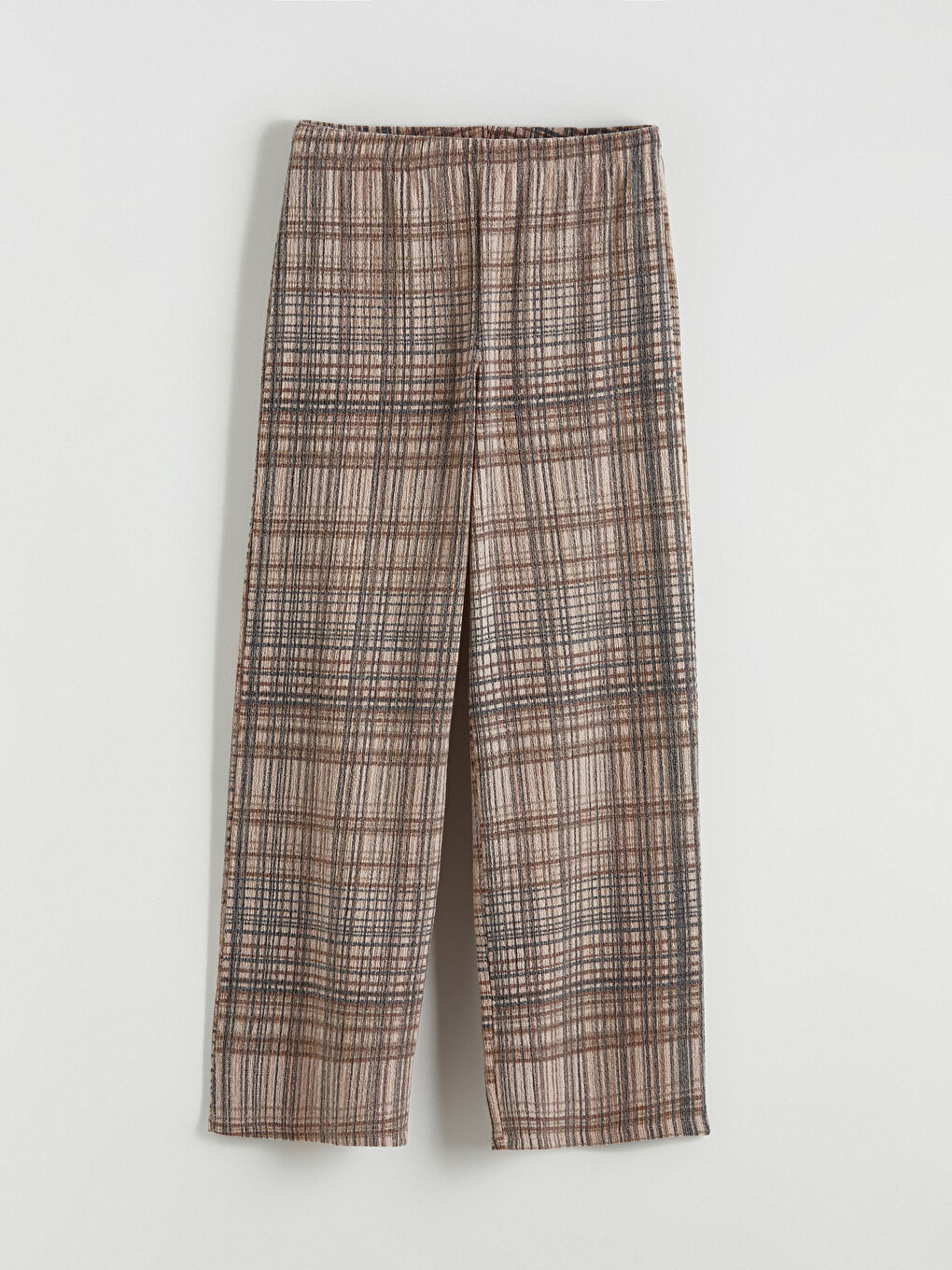 Kahverengi Beli Lastikli Ekose Kadın Pijama Altı-4