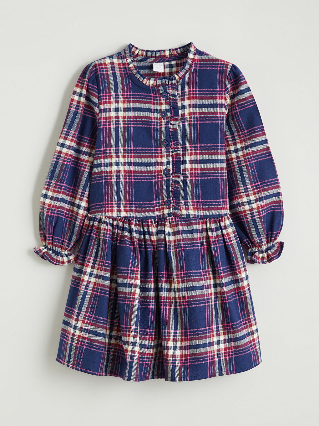 Rundhalsausschnitt Karo Kleid für Mädchen