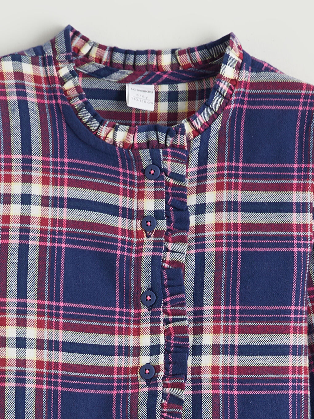 Rundhalsausschnitt Karo Kleid für Mädchen-1