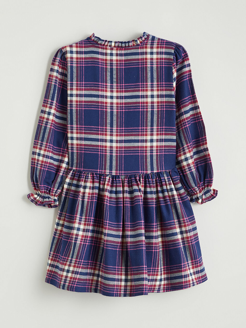 Rundhalsausschnitt Karo Kleid für Mädchen-2