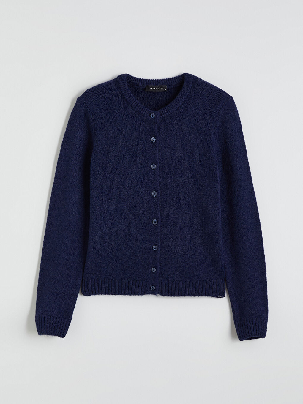 Lacivert Bisiklet Yaka Kadın Triko Hırka-4