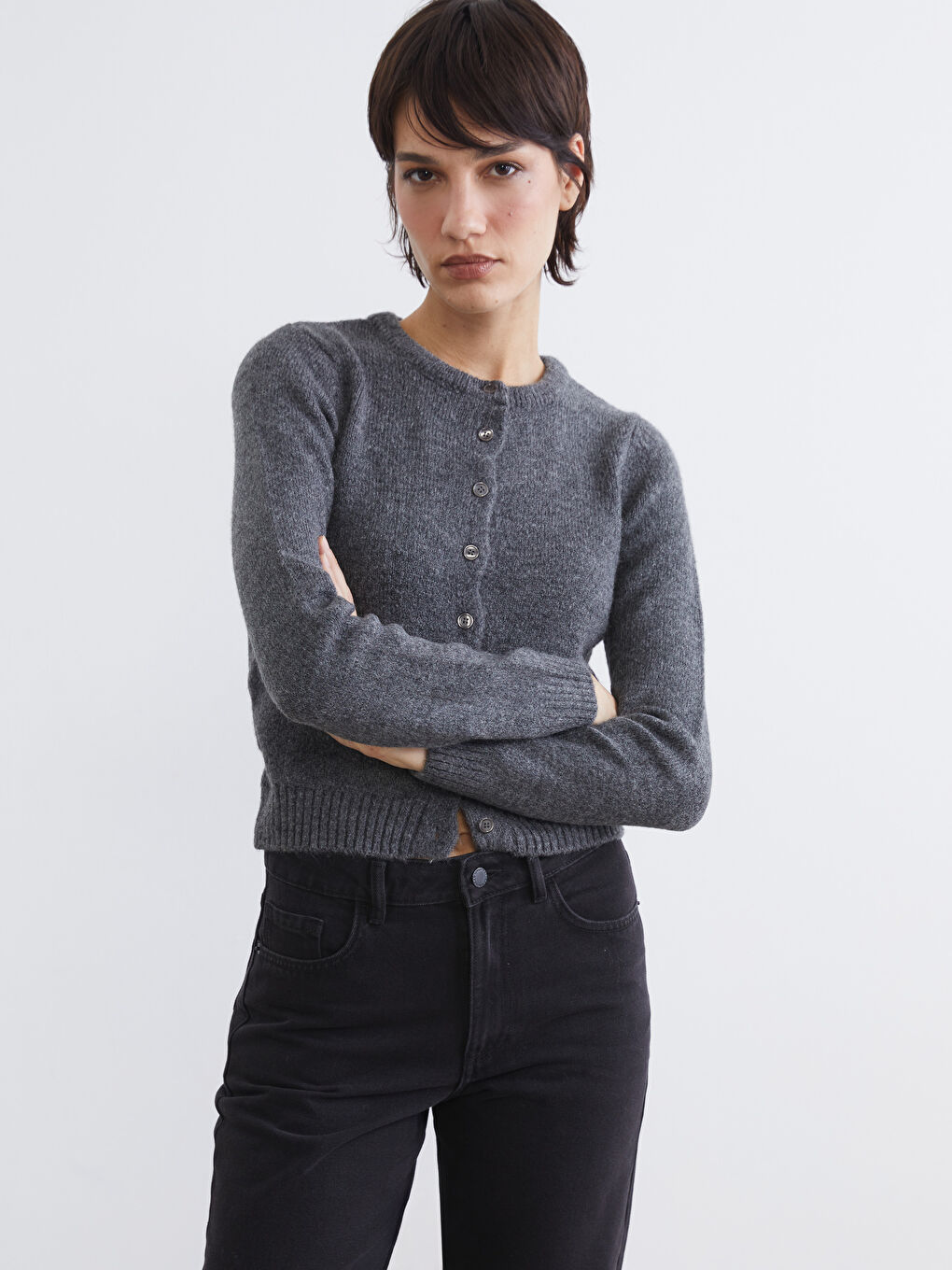 Crew Neck Women's Knitwear Cardigan