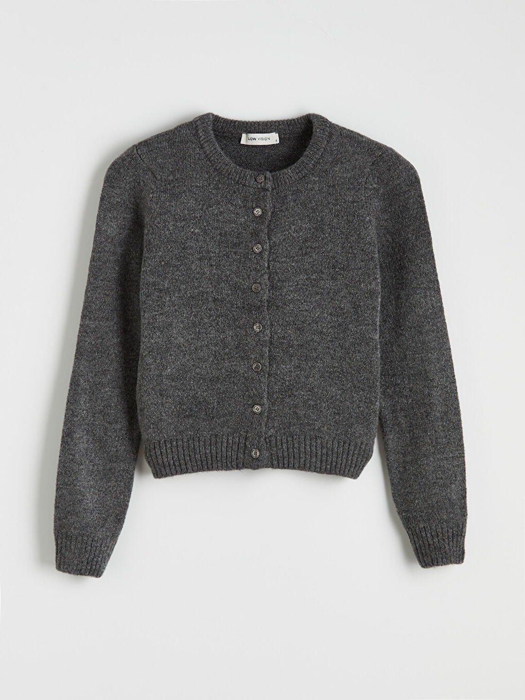 Gri Bisiklet Yaka Kadın Triko Hırka