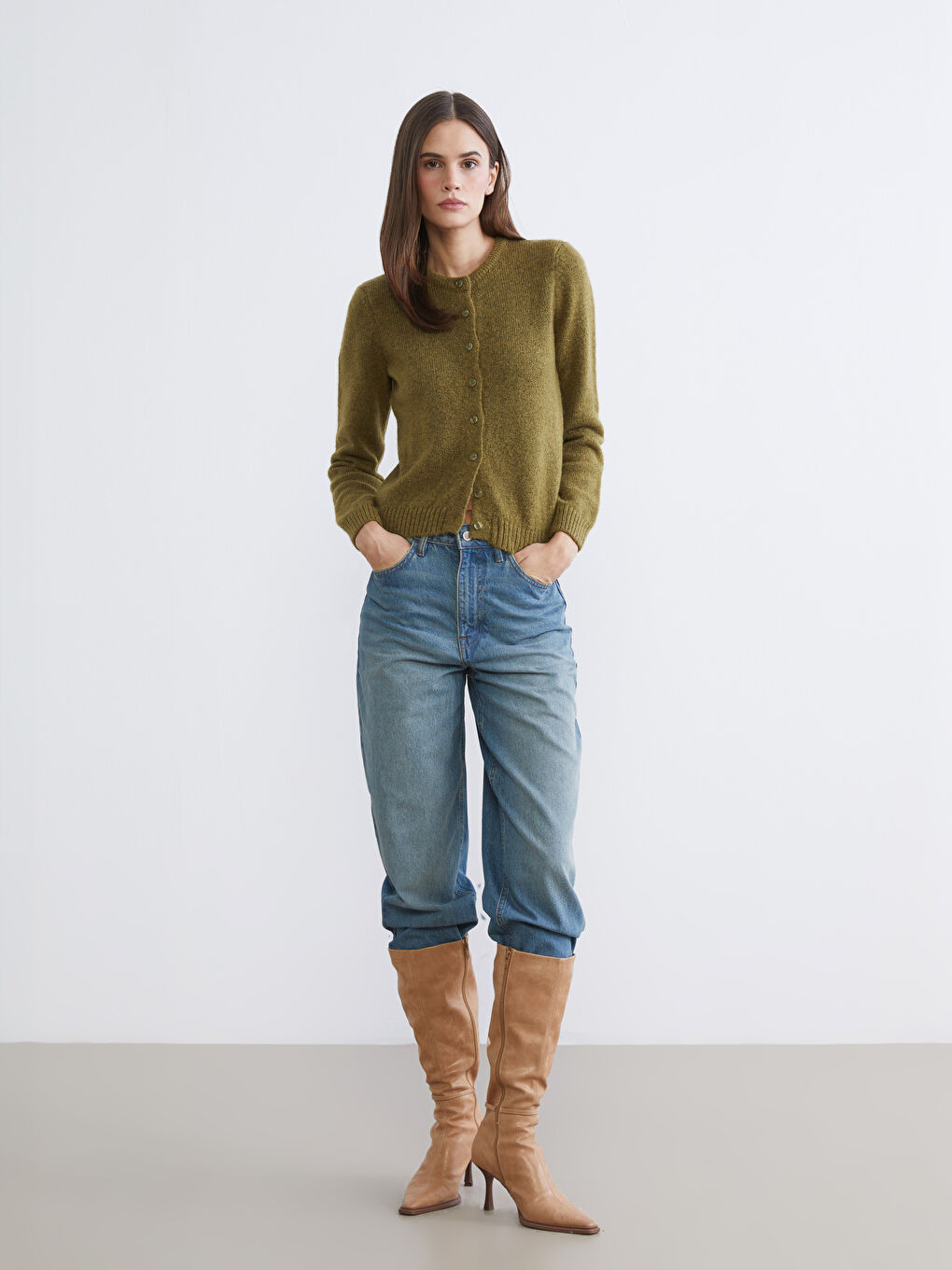 Crew Neck Women's Knitwear Cardigan-1