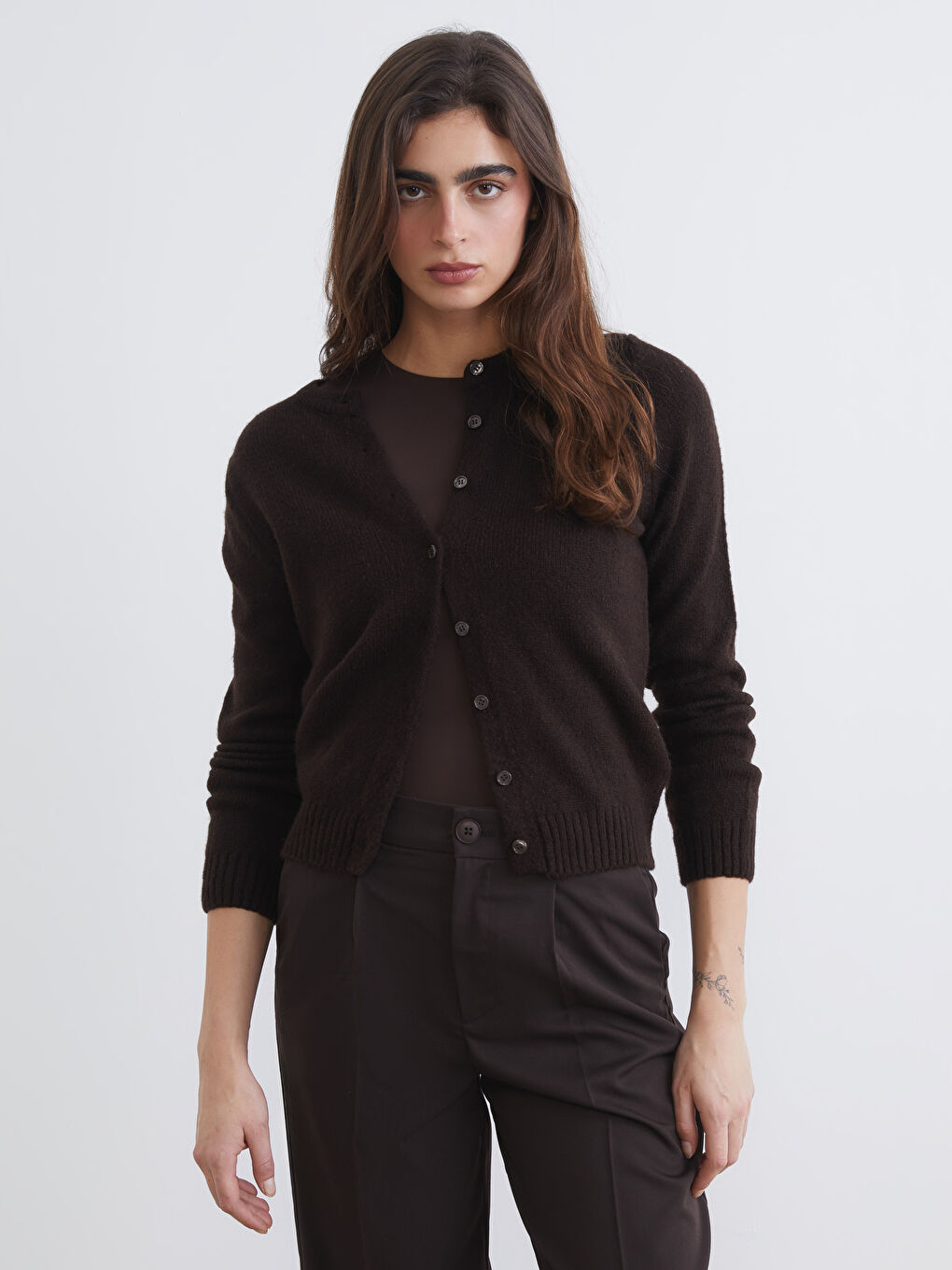 Crew Neck Women's Knitwear Cardigan