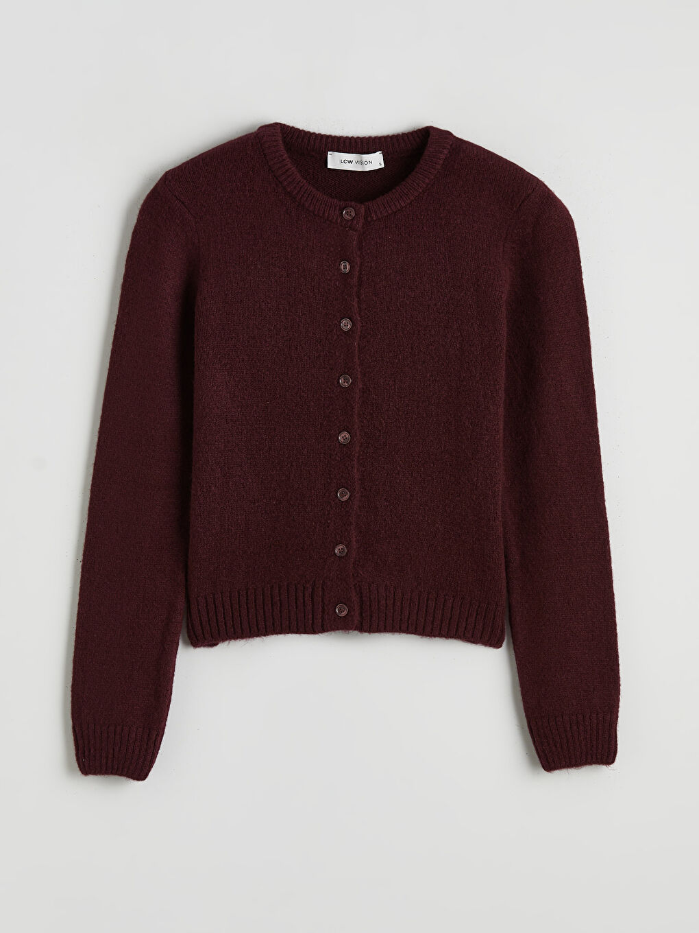 Bordo Bisiklet Yaka Kadın Triko Hırka-4