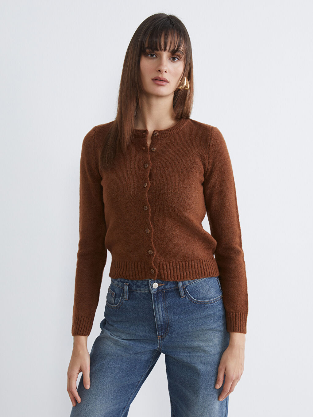 Crew Neck Women's Knitwear Cardigan-2