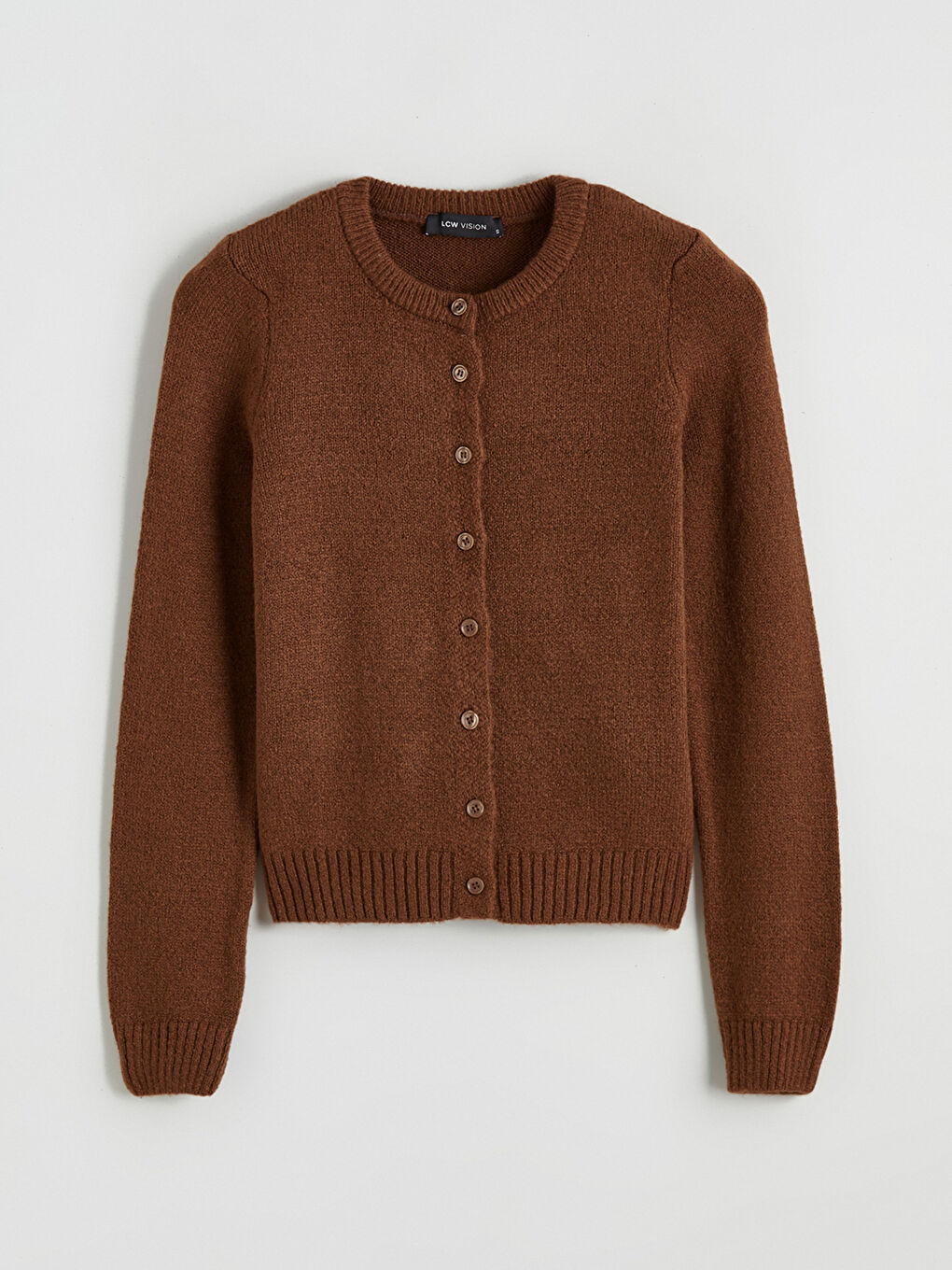 Kahverengi Bisiklet Yaka Kadın Triko Hırka