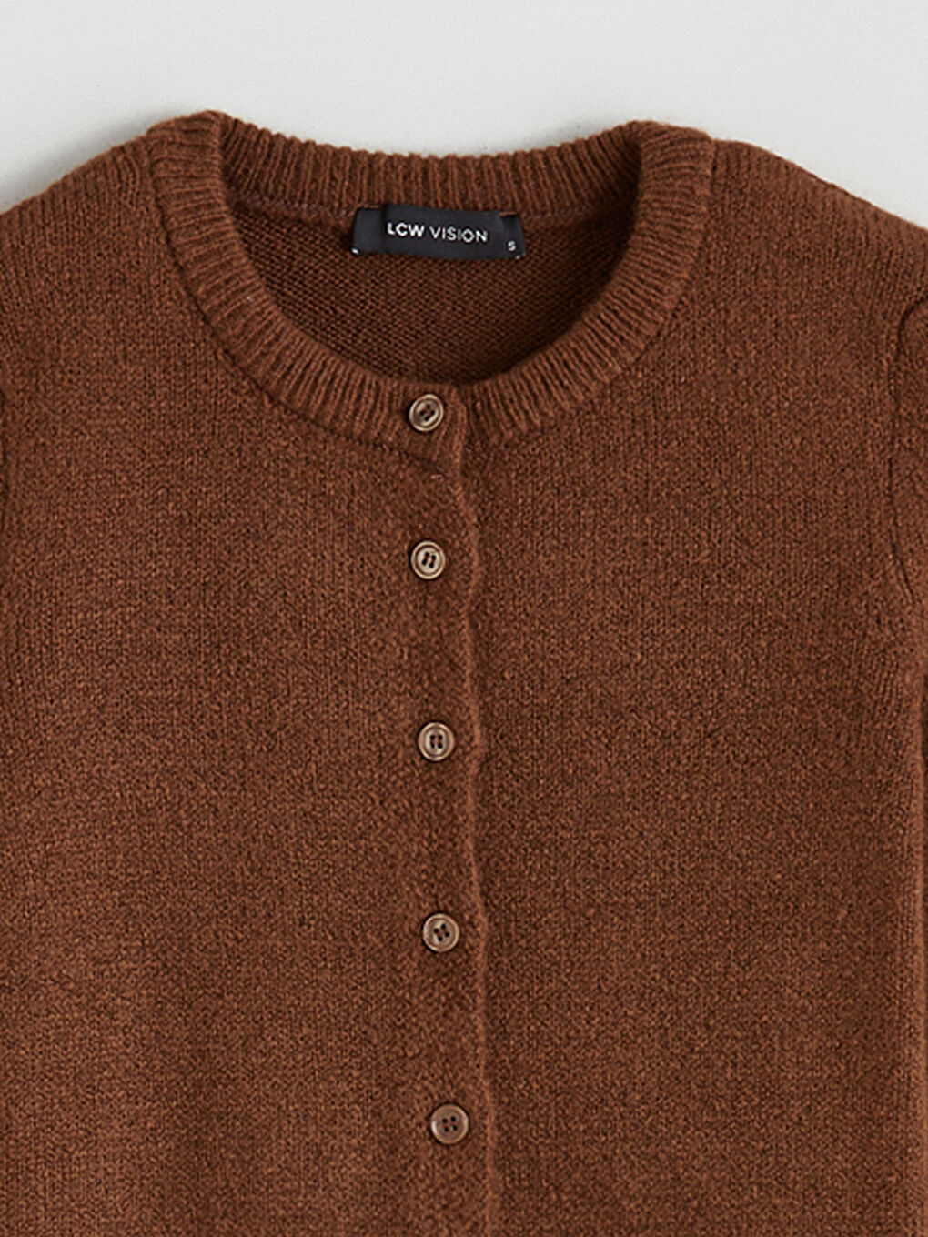 Kahverengi Bisiklet Yaka Kadın Triko Hırka-1