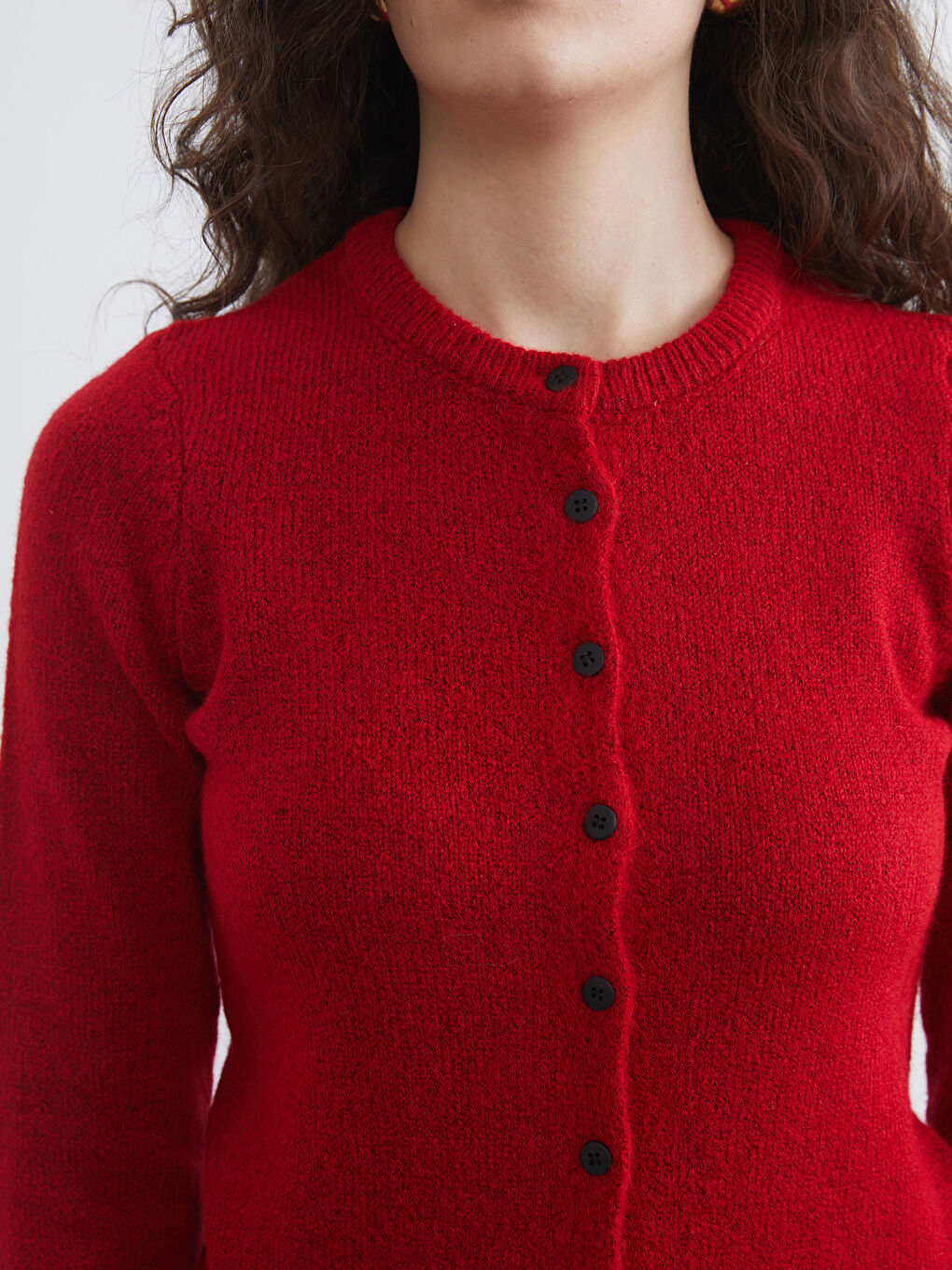 Kırmızı Bisiklet Yaka Kadın Triko Hırka-2