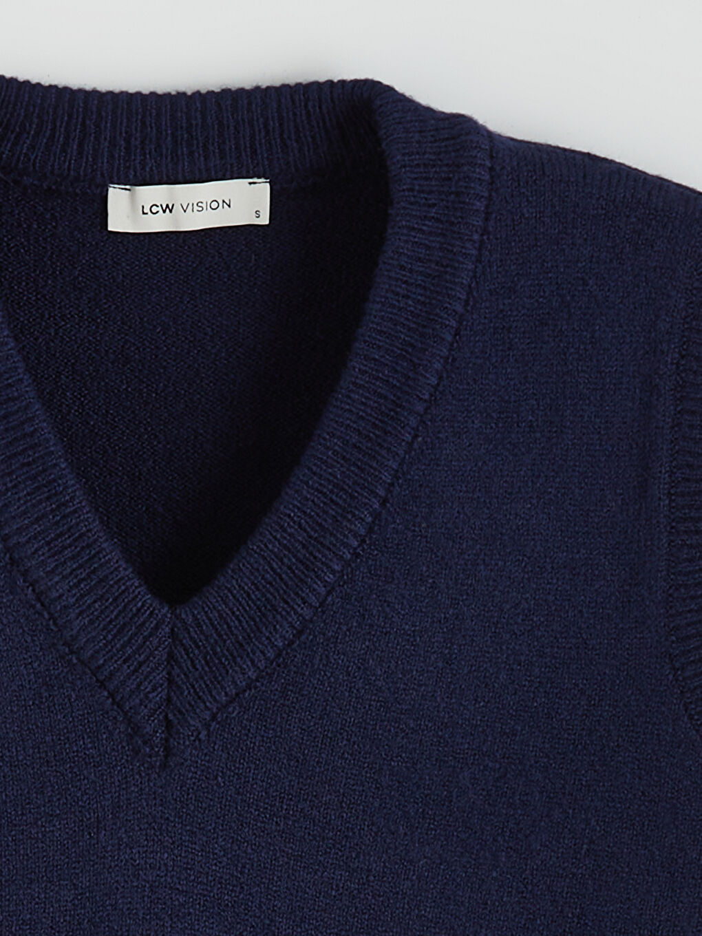 Lacivert V Yaka Kadın Triko Süveter-5