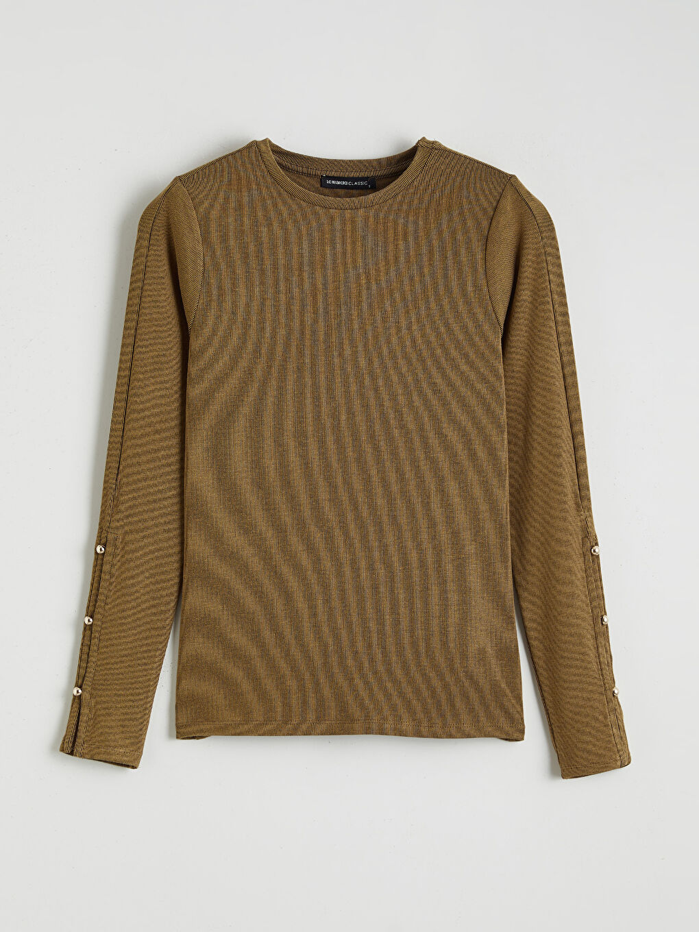 Sarı Bisiklet Yaka Fitilli Kadın Tişört-4