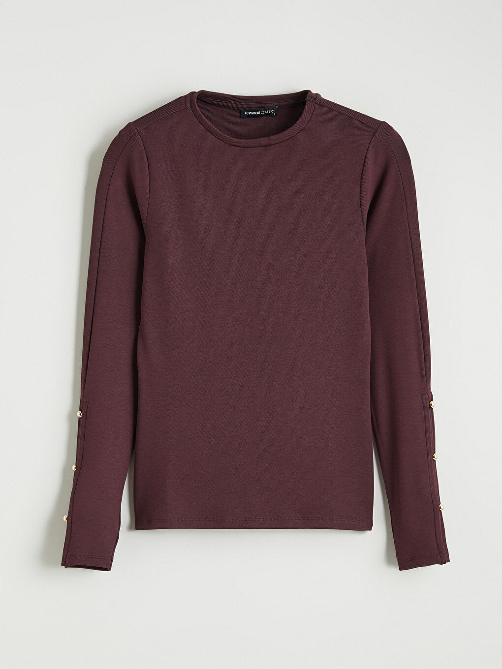 Mürdüm Bisiklet Yaka Fitilli Kadın Tişört-4