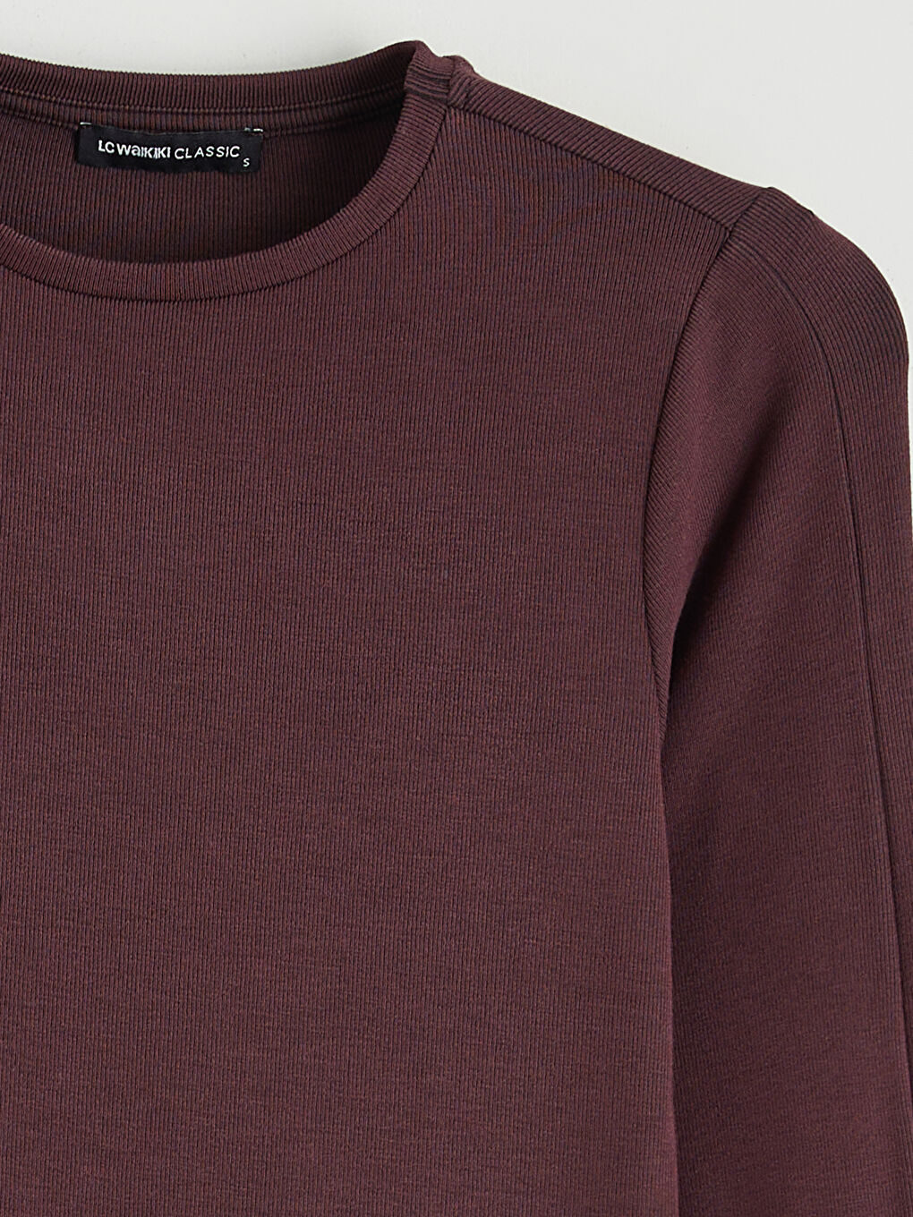 Mürdüm Bisiklet Yaka Fitilli Kadın Tişört-5