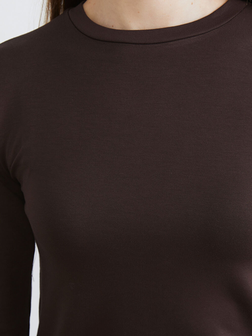 Kahverengi Bisiklet Yaka Kadın Body-2