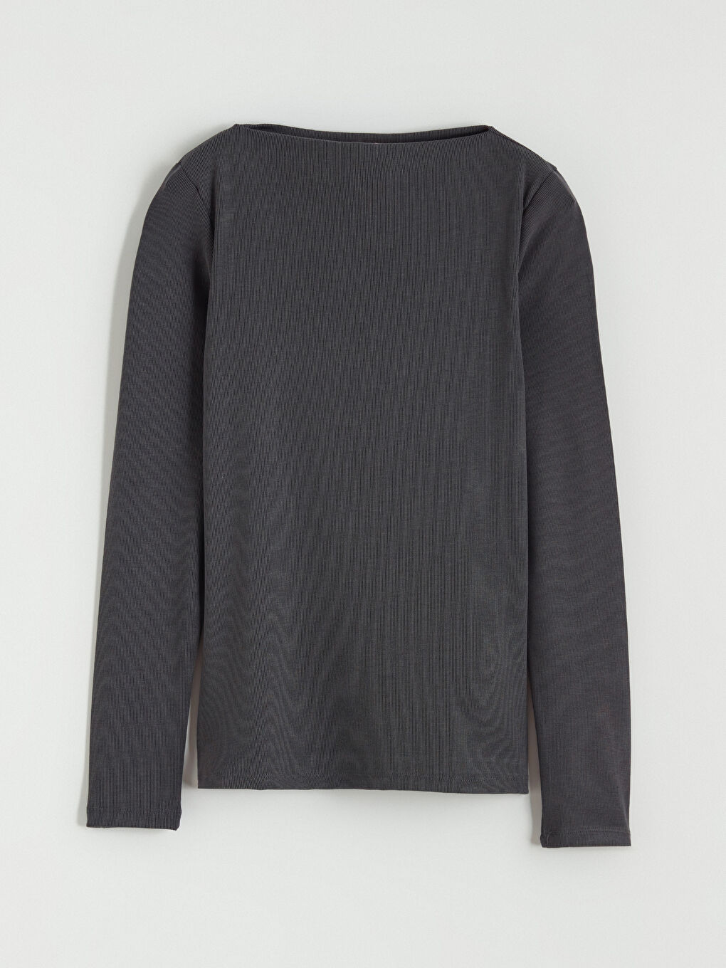 Antrasit Kayık Yaka Fitilli Bluz-4