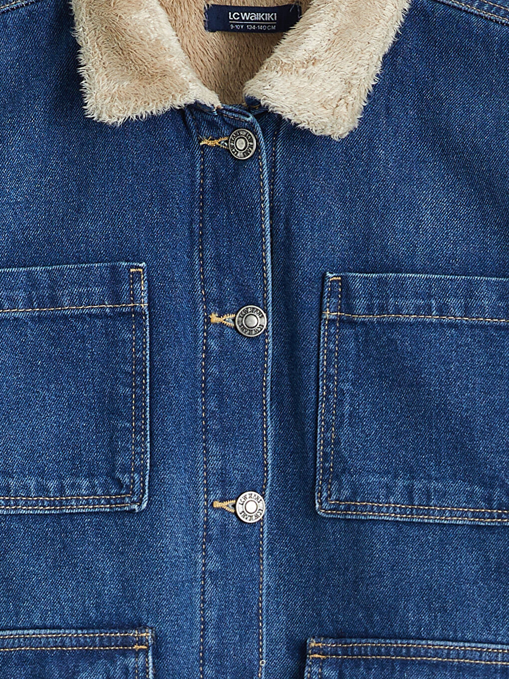 İndigo Kürk Yaka Erkek Çocuk Jean Ceket-1