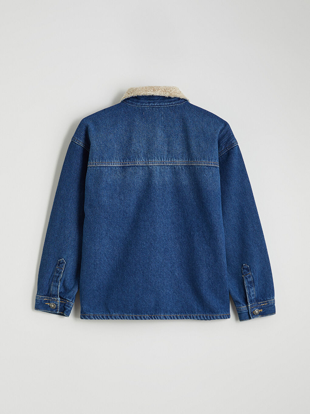 İndigo Kürk Yaka Erkek Çocuk Jean Ceket-3