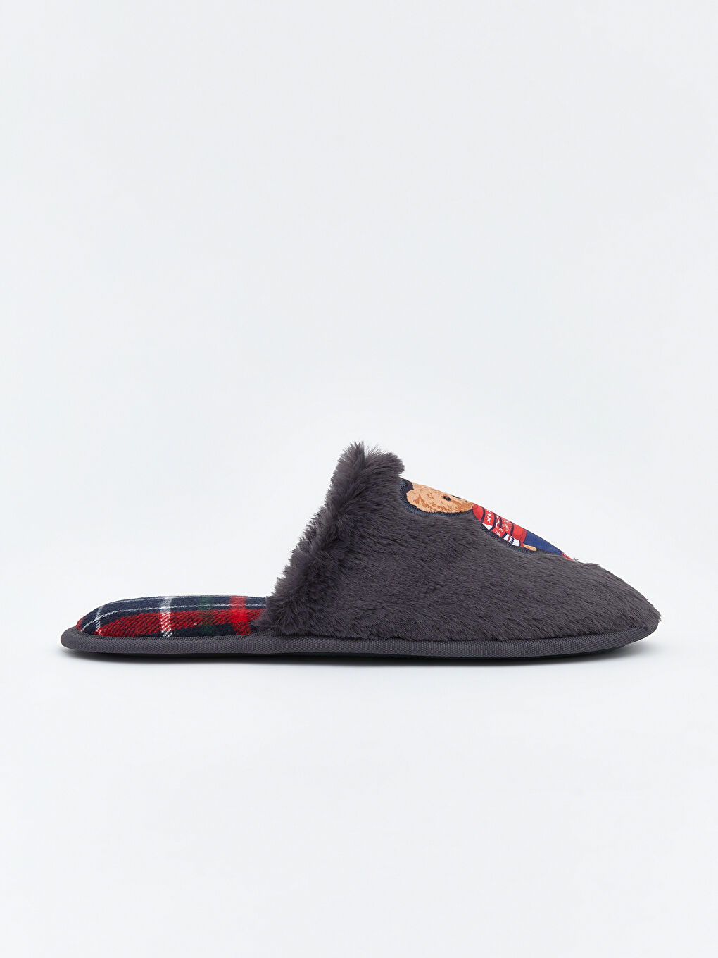 Antrasit Ayı Teddy Nakışlı Erkek Ev Terliği-1