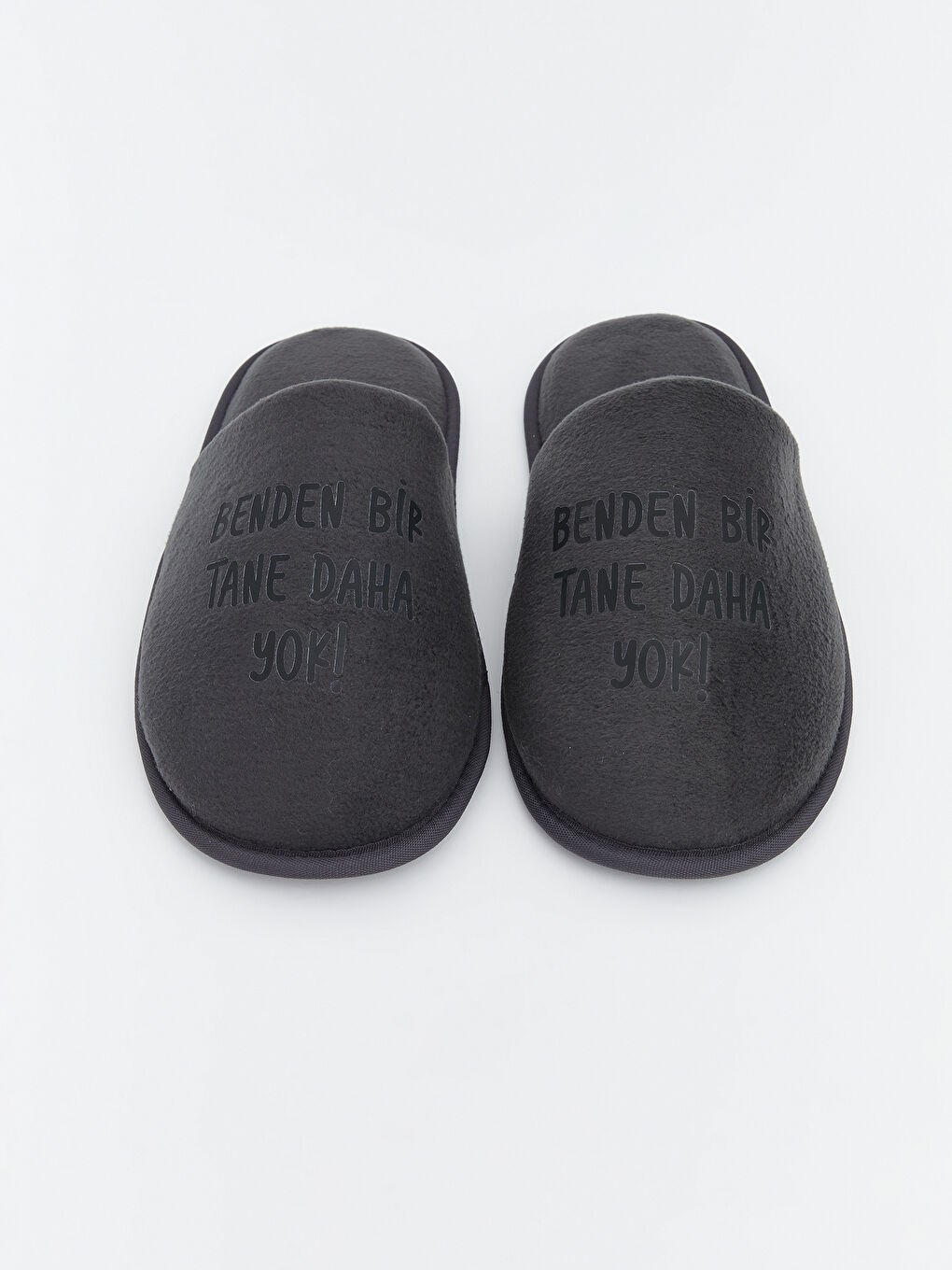 Antrasit Slogan Baskılı Erkek Ev Terliği-2