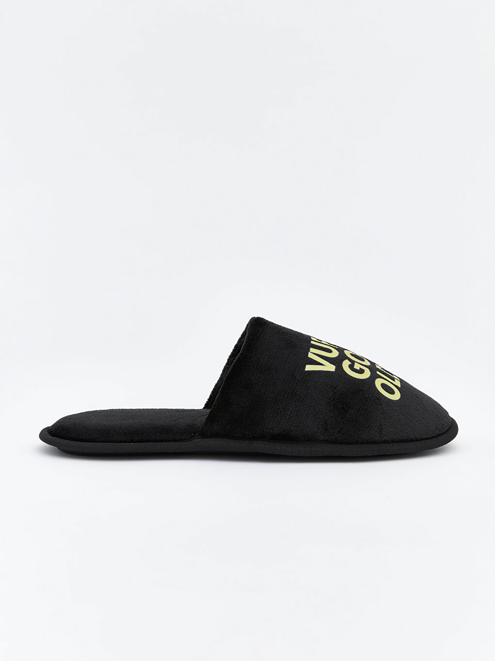 Siyah Yazı Baskılı Erkek Ev Terliği-1