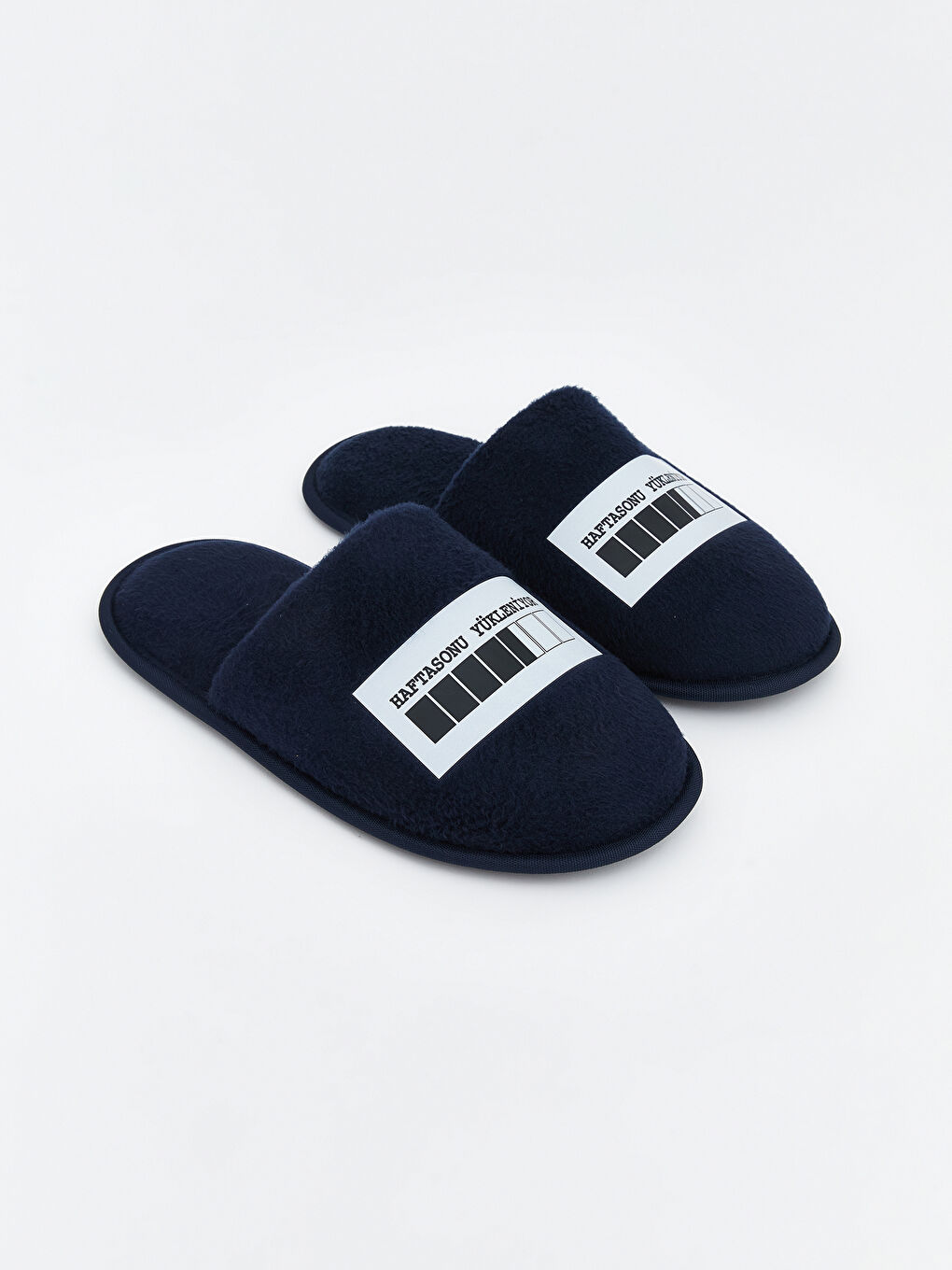 Lacivert Yazı Baskılı Erkek Ev Terliği