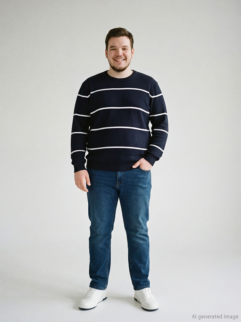 Crew Neck Striped Men's Knitwear Sweater-1