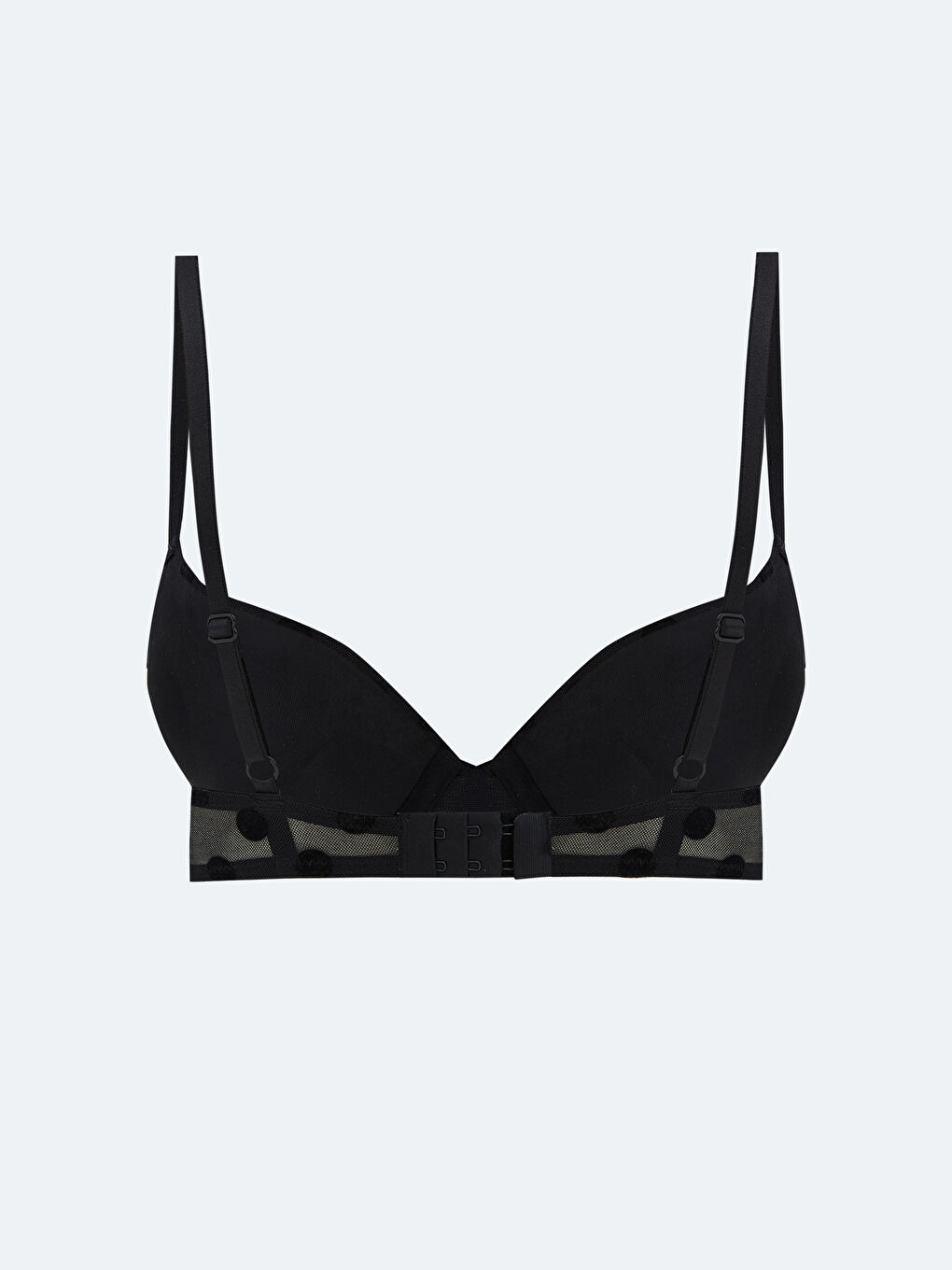 Siyah Balenli Dolgulu Puantiyeli Straplez Sütyen-1