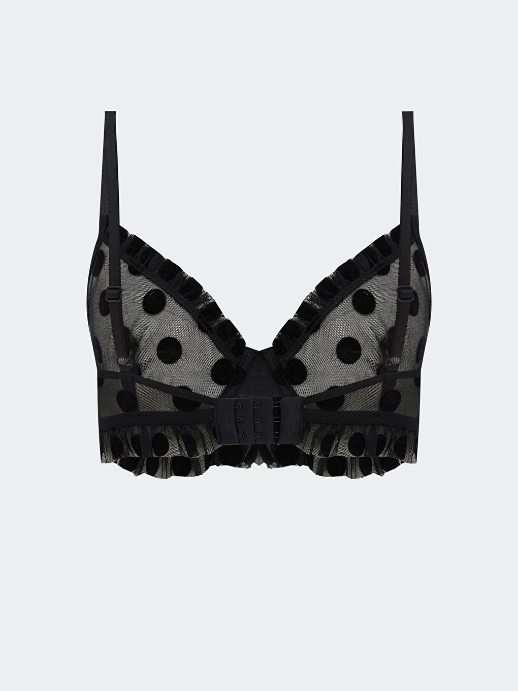 Siyah Balenli Dolgusuz Puantiyeli Tişört Sütyen-1