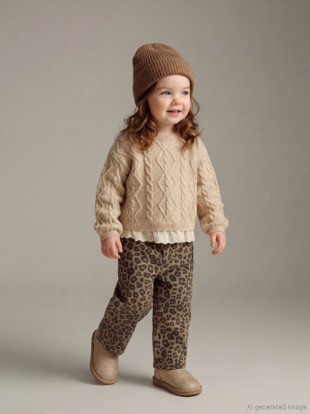 Dečije pantalone sa elastičnim pojasom i leopard printom za devojčice