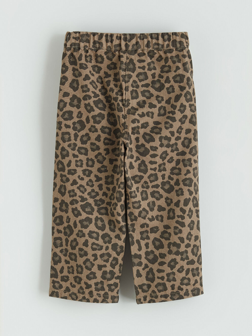 Kahverengi Beli Lastikli Leopar Desenli Kız Bebek Pantolon-2