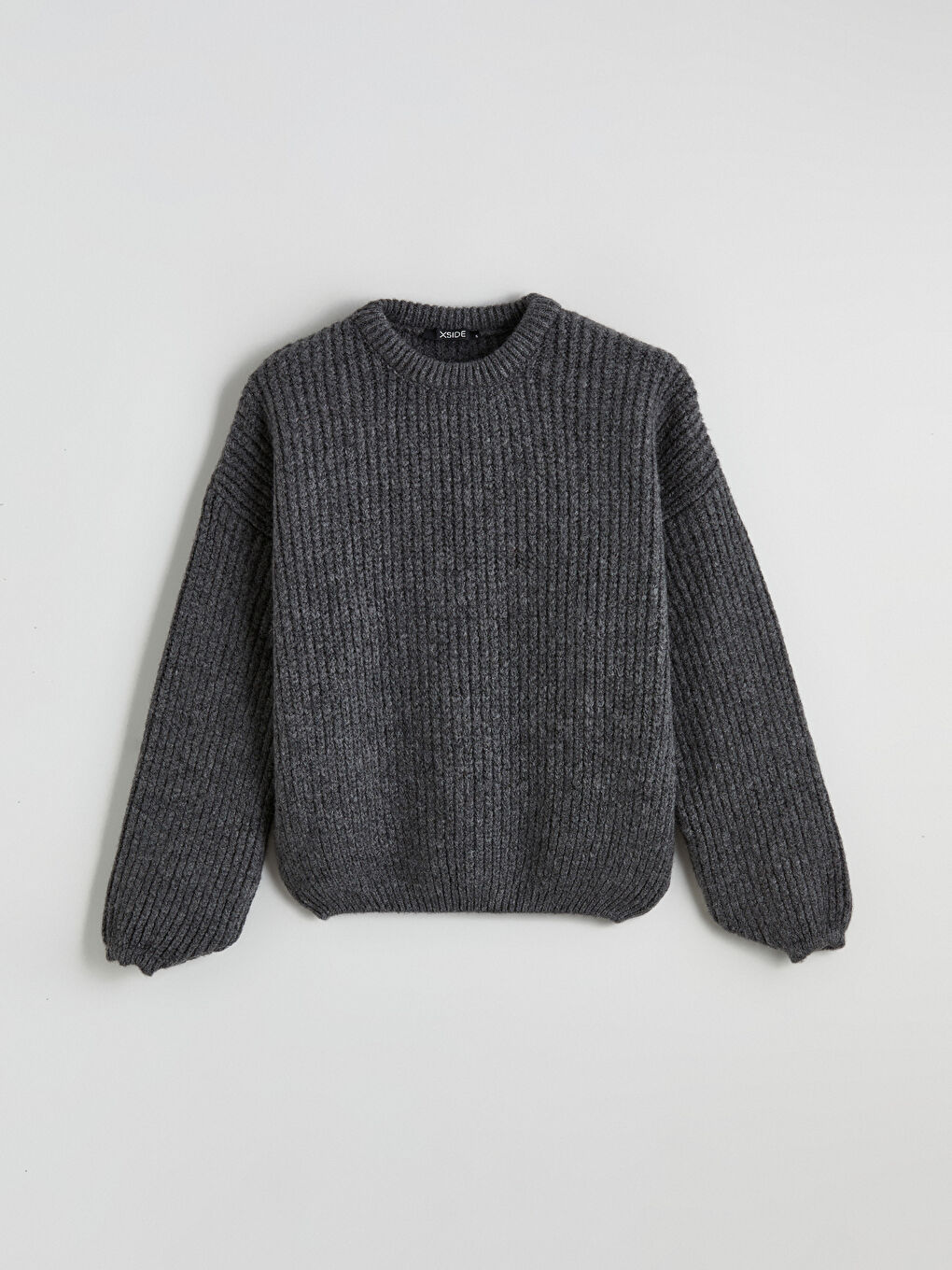 Antrasit Bisiklet Yaka Oversize Kadın Triko Kazak-4