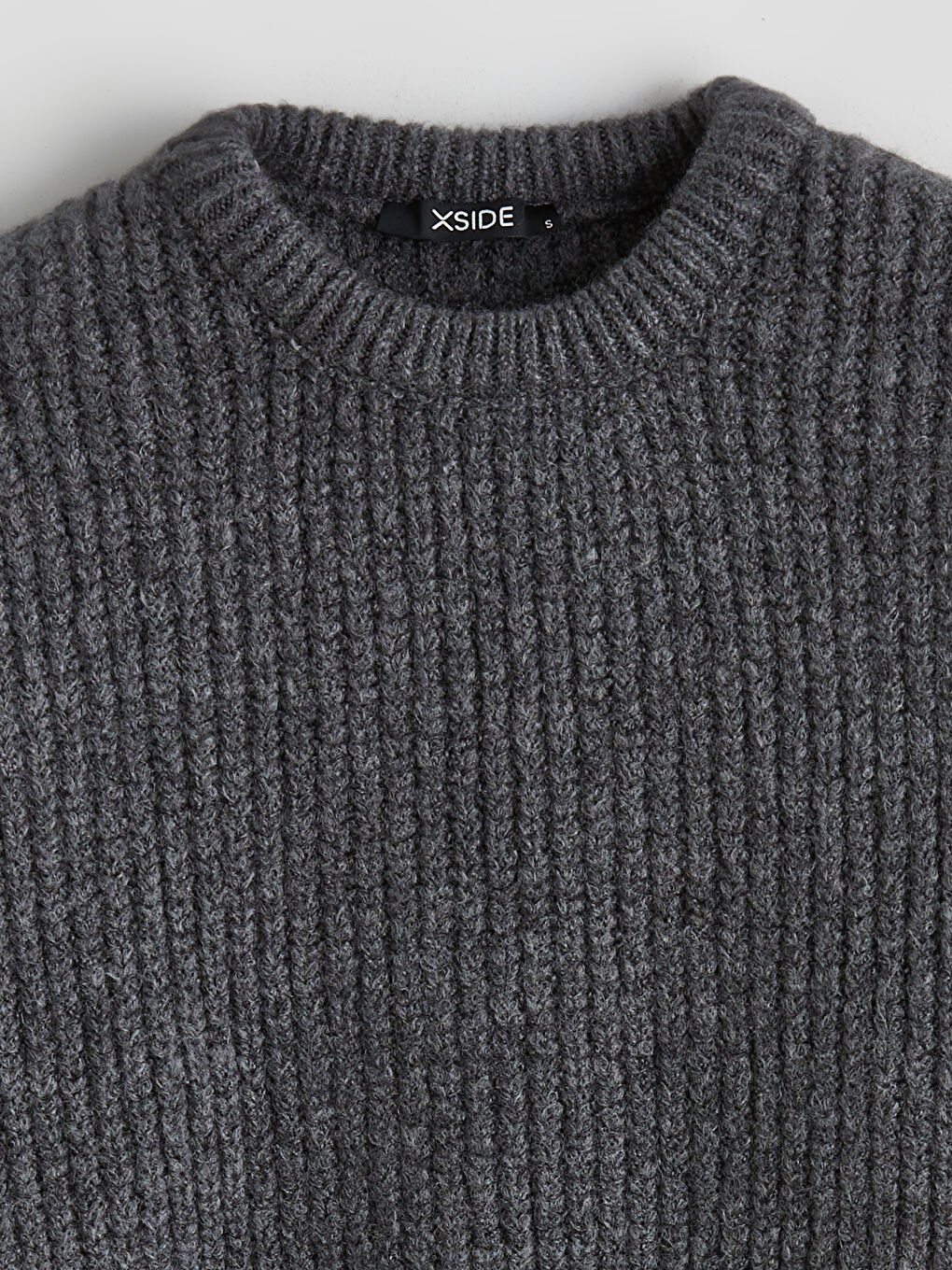 Antrasit Bisiklet Yaka Oversize Kadın Triko Kazak-5