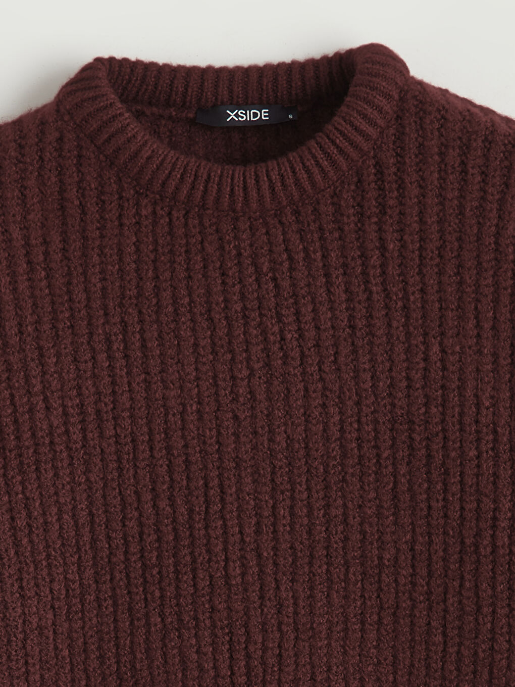 Bordo Bisiklet Yaka Oversize Kadın Triko Kazak-5