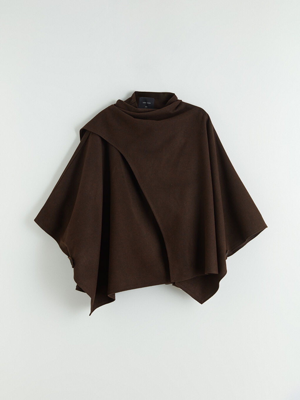 Kahverengi Dik Yaka Kadın Kaşe Panço-4