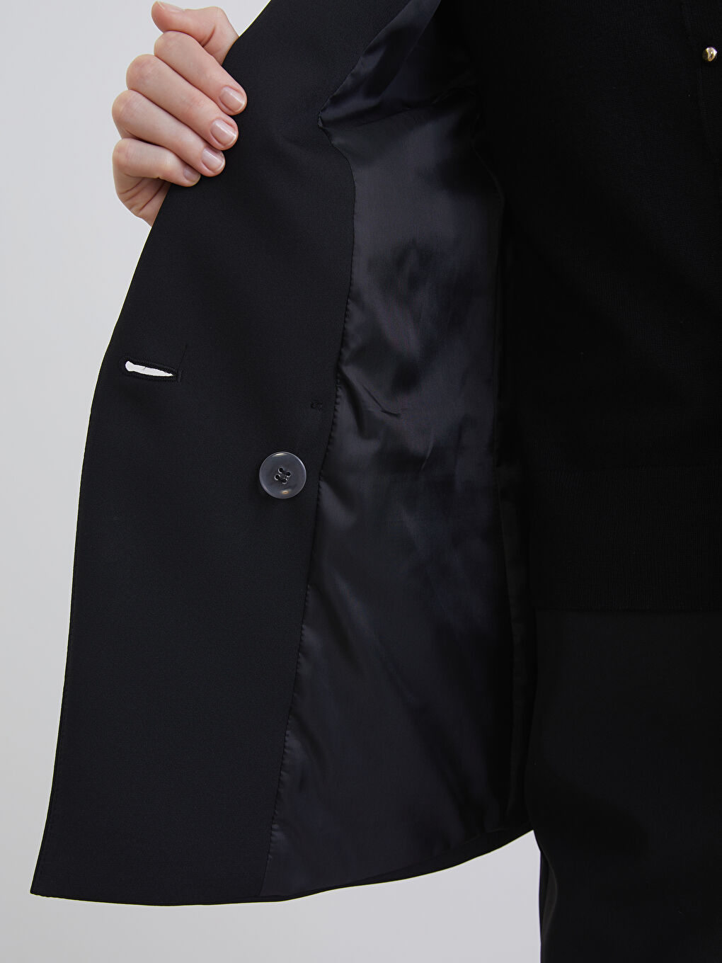 Siyah Krep Kadın Blazer Ceket-3