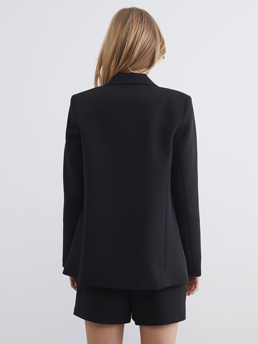 Siyah Krep Kadın Blazer Ceket-4