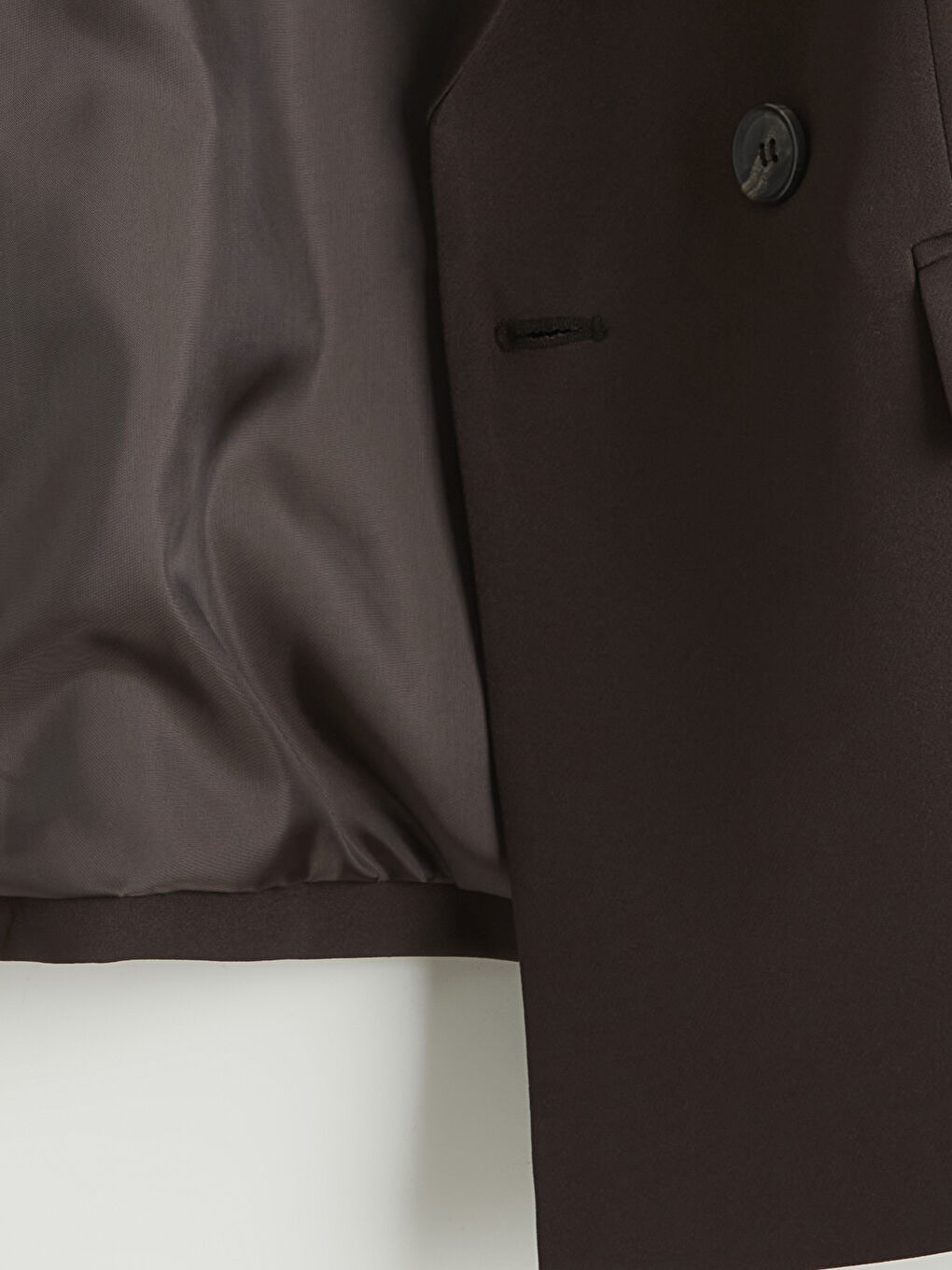 Kahverengi Krep Kadın Blazer Ceket-5