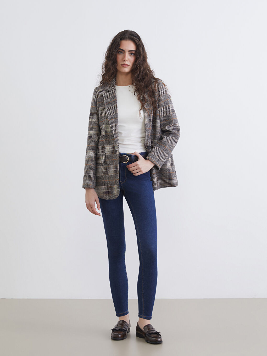 İndigo Beli Kemerli Mercury Skinny Fit Kadın Jean Pantolon