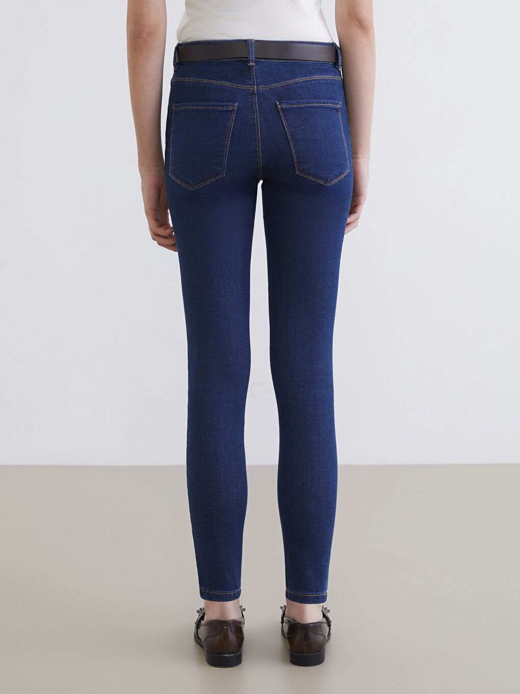 İndigo Beli Kemerli Mercury Skinny Fit Kadın Jean Pantolon-3