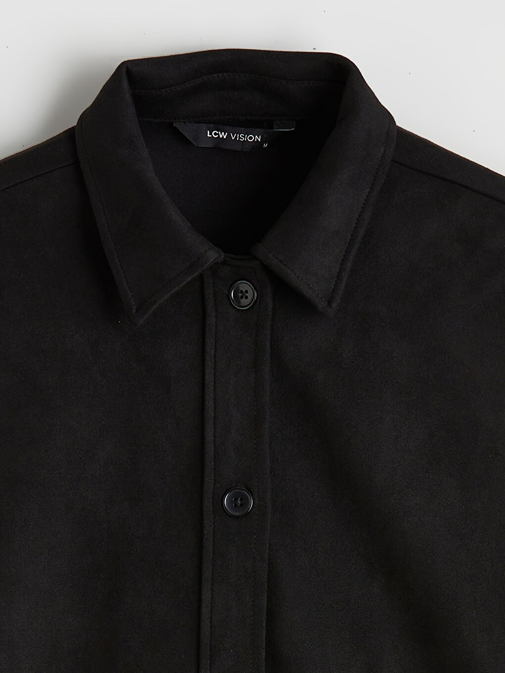 Siyah Oversize Kadın Süet Görünümlü Gömlek-5