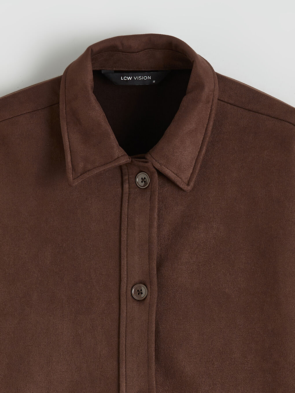 Kahverengi Oversize Kadın Süet Görünümlü Gömlek-5