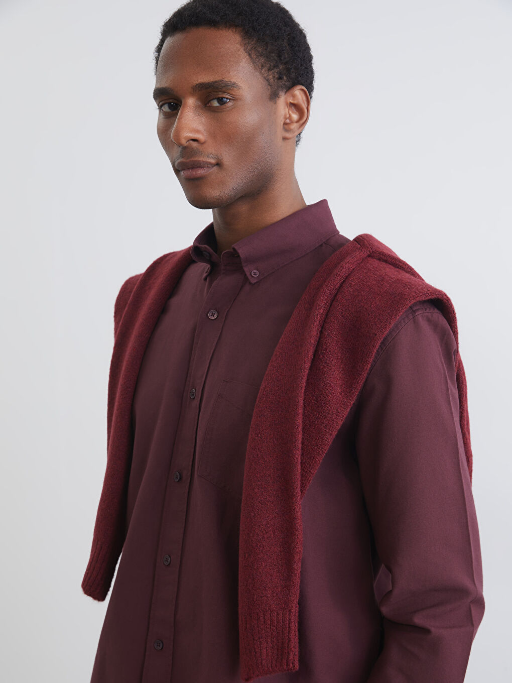 Bordo Regular Fit Uzun Kollu Erkek Gömlek