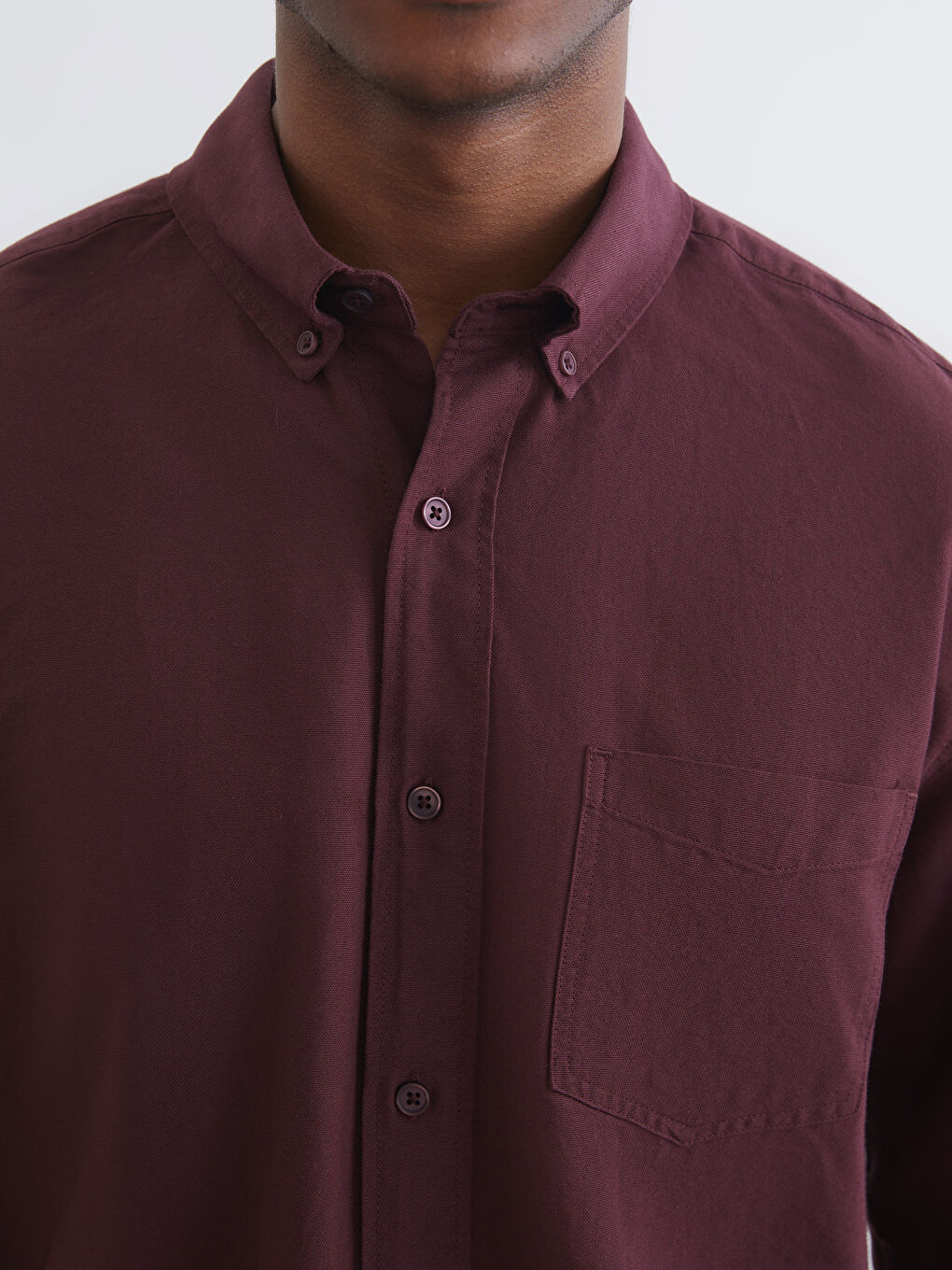 Bordo Regular Fit Uzun Kollu Erkek Gömlek-2