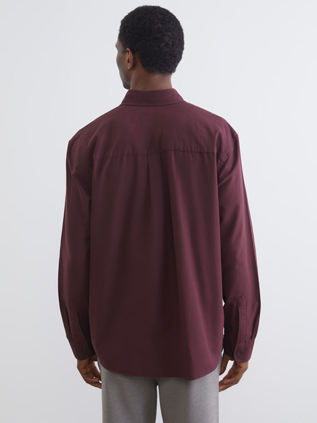 Bordo Regular Fit Uzun Kollu Erkek Gömlek-3