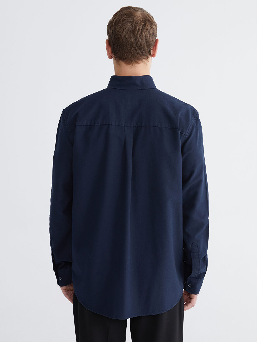 Lacivert Regular Fit Uzun Kollu Erkek Gömlek-3