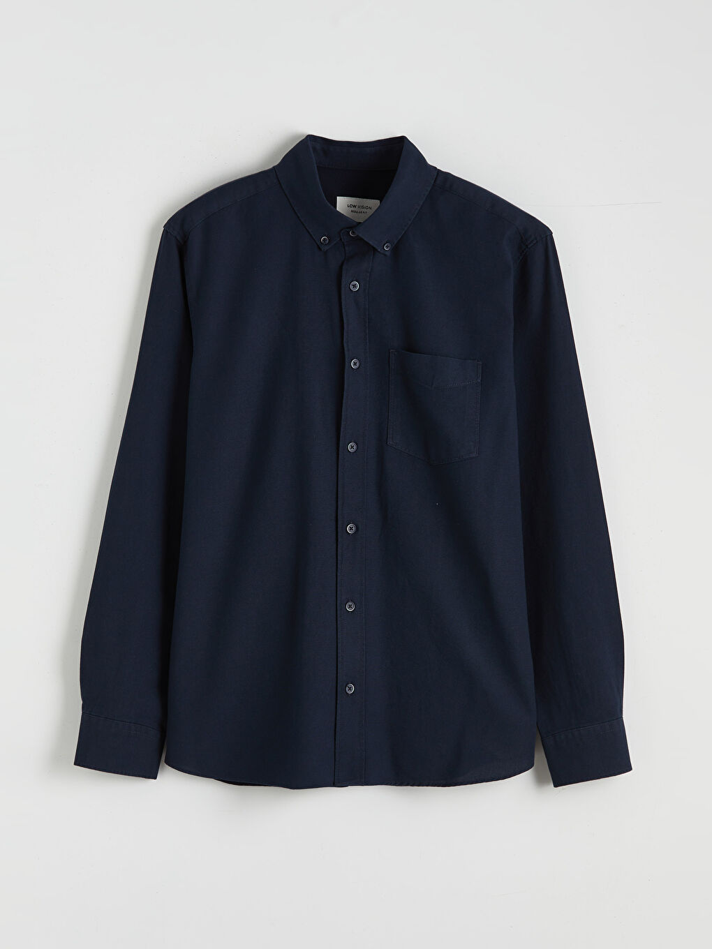 Lacivert Regular Fit Uzun Kollu Erkek Gömlek-4