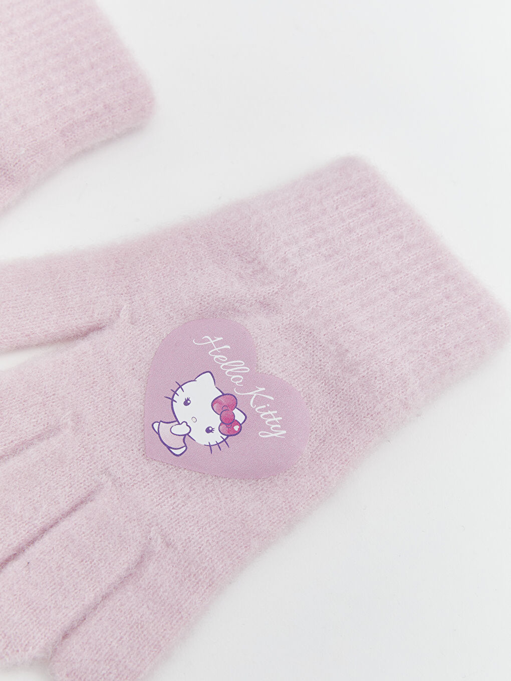 Pembe Hello Kitty Baskılı Kız Çocuk Triko Eldiven-1