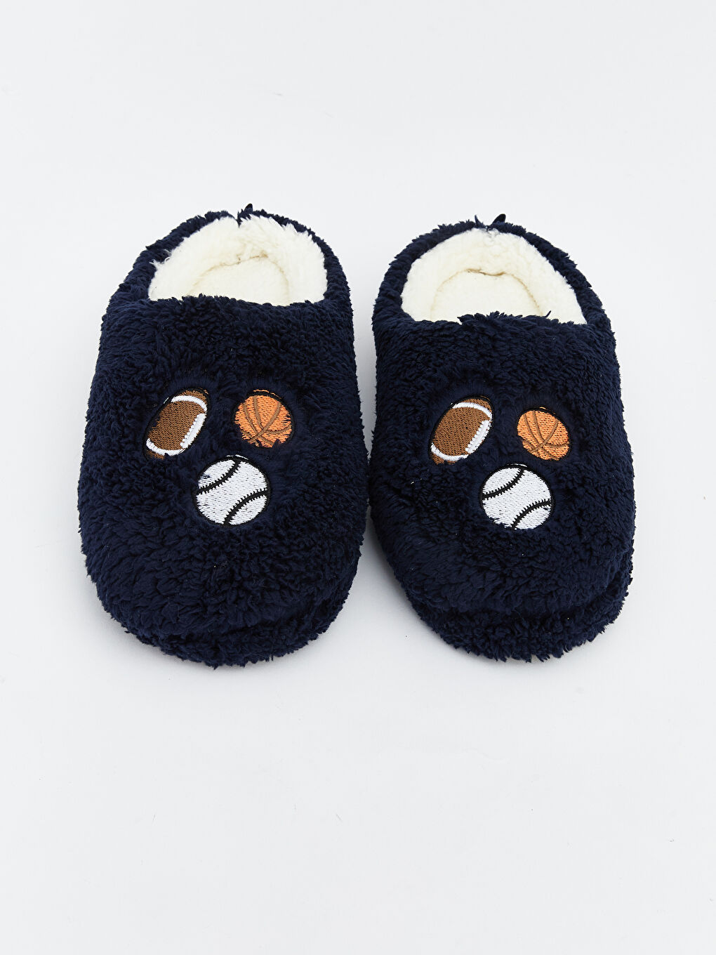 Lacivert Nakışlı Erkek Çocuk Pelüş Ev Terliği-2